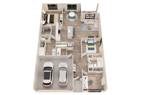Floor plan for 3 beds, 2 baths, 1672 sqft